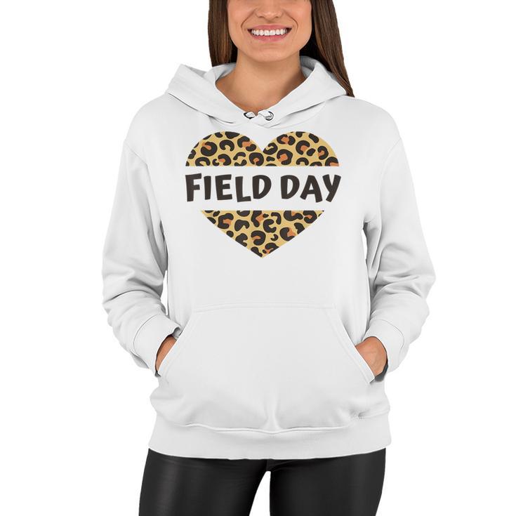 Teachers Field Day Leopard Heart Last Day Of School Kids Men  Women Hoodie