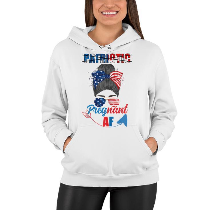 Womens Patriotic Pregnant Af Baby Reveal 4Th Of July Pregnancy  V2 Women Hoodie