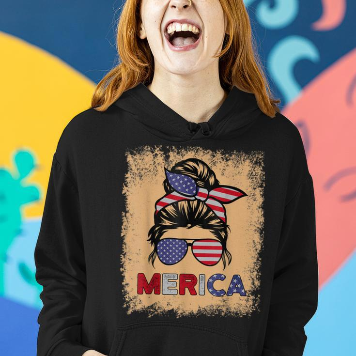 4Th Of July Merica Sunglasses Classy Mom Life Messy Bun Women Hoodie Gifts for Her