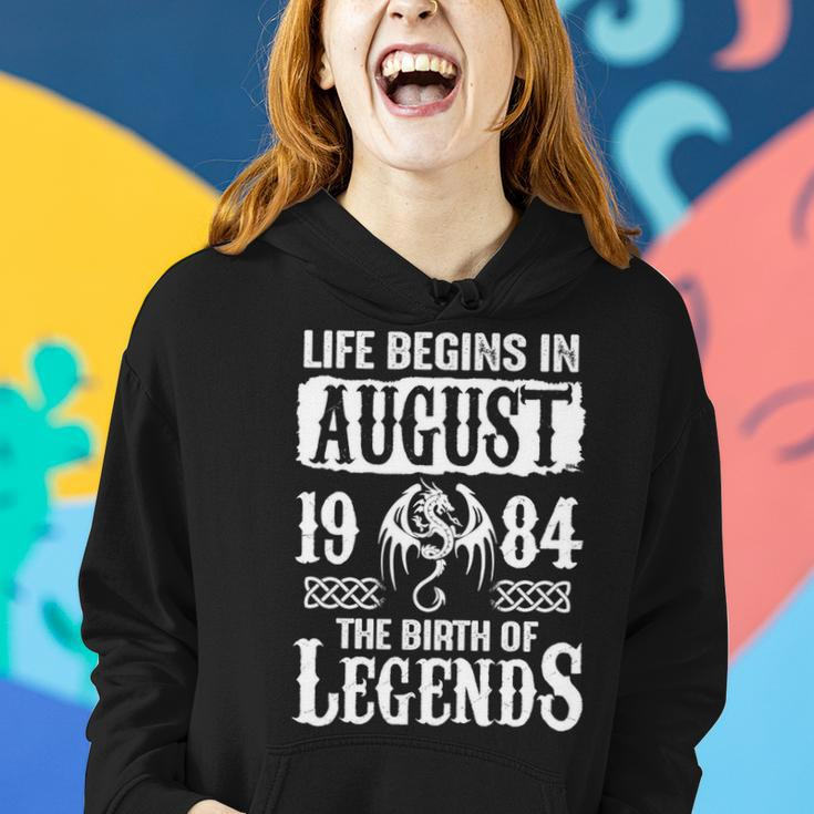 August 1984 Birthday Life Begins In August 1984 Women Hoodie Gifts for Her