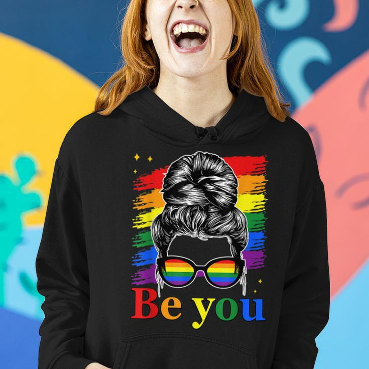 Be You Pride Lgbtq Gay Lgbt Ally Rainbow Flag Woman Face Women Hoodie Gifts for Her