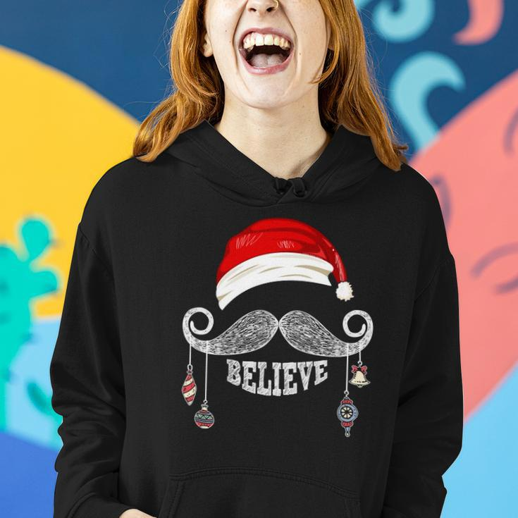 Believe Christmas Santa Mustache With Ornaments - Believe Women Hoodie Gifts for Her