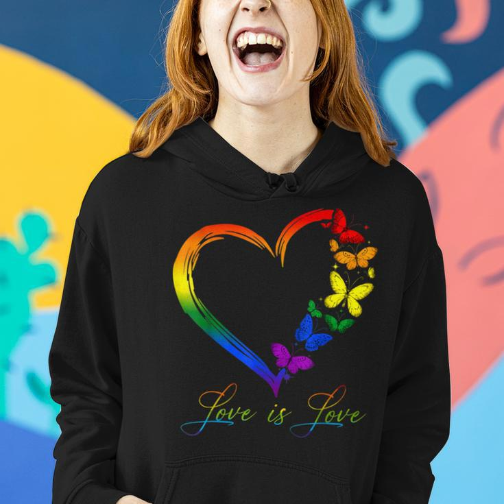 Butterfly Heart Rainbow Love Is Love Lgbt Gay Lesbian Pride Women Hoodie Gifts for Her