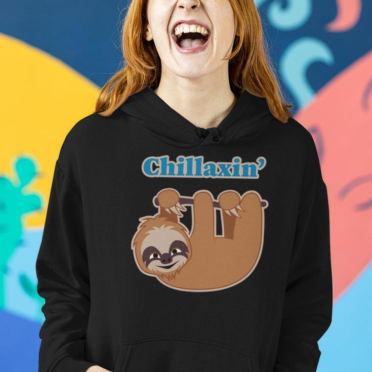 Chillaxin Cartoon Sloth Hanging In A Tree Women Hoodie Gifts for Her