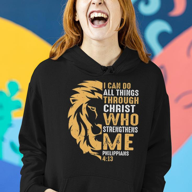 Christian I Can Do All Things Through Christ Lion Faith Women Hoodie Gifts for Her