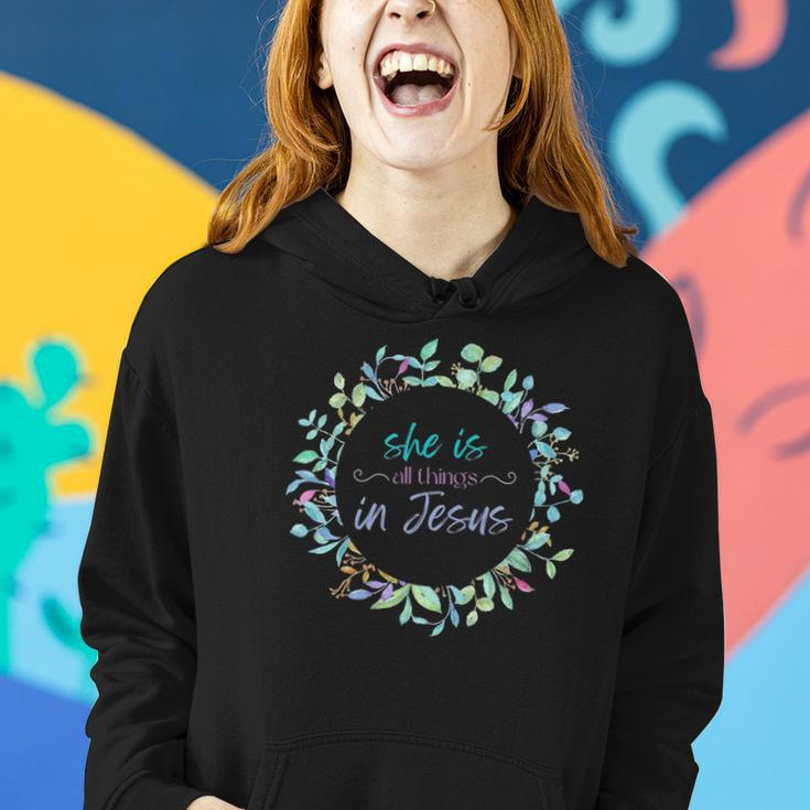 Christian She Is All Things In Jesus Gift Enough Worth Women Hoodie Gifts for Her