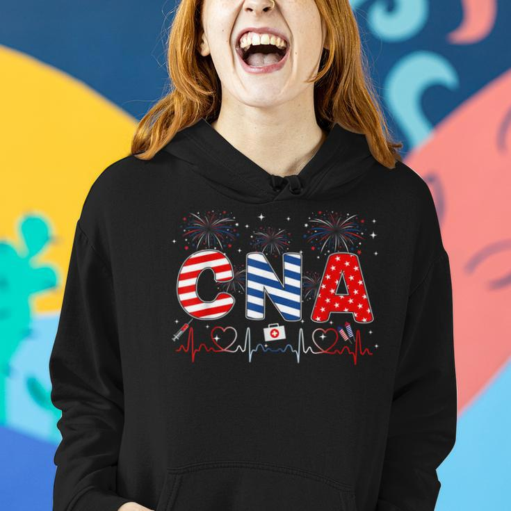 Cna 4Th Of July American Flag Patriotic Usa Stethoscope Women Hoodie Gifts for Her