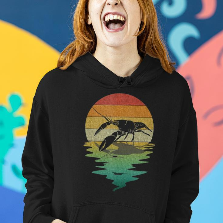 Crayfish Sunset Retro Vintage 70S Crawfish Nature Lover Women Hoodie Gifts for Her