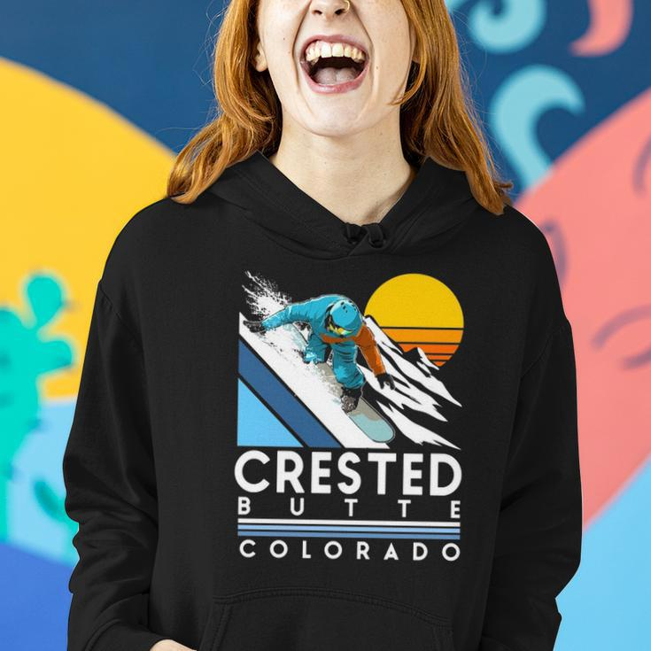 Crested Butte Colorado Retro Snowboard Women Hoodie Gifts for Her