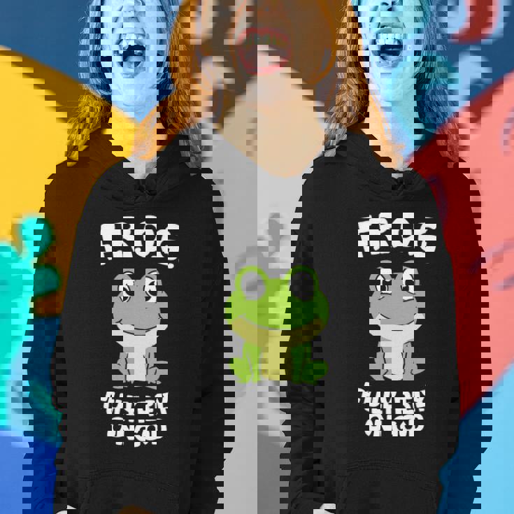 Cute Frog Fully Rely On God Christian Frog Women Hoodie Gifts for Her