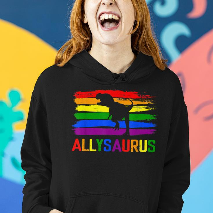 Dinosaur Lgbt Gay Pride Flag Allysaurus AllyRex Men Boys Women Hoodie Gifts for Her
