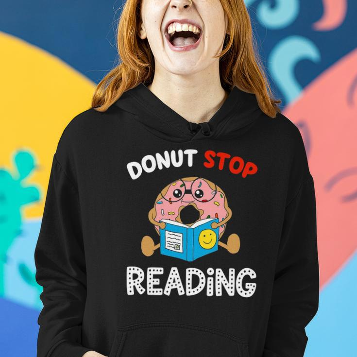 Donut Stop Reading Meme Book Reader Pun Funny Bookworm Women Hoodie Gifts for Her