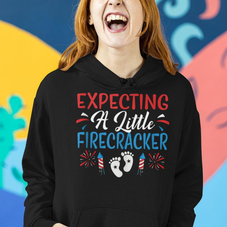 Expecting A Little Firecracker 4Th Of July Pregnancy Baby Women Hoodie Gifts for Her