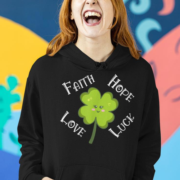 Faith Hope Love Luck 4 Leaf Clover Shamrock Women Hoodie Gifts for Her