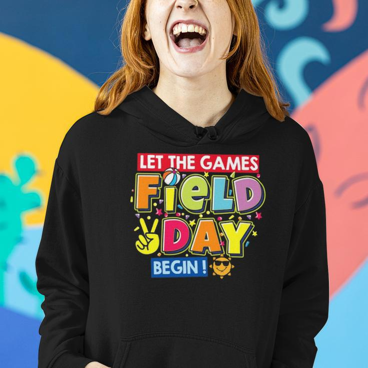 Field Day Let The Games Begin Kids Teachers Field Day 2022 Smile Face Women Hoodie Gifts for Her