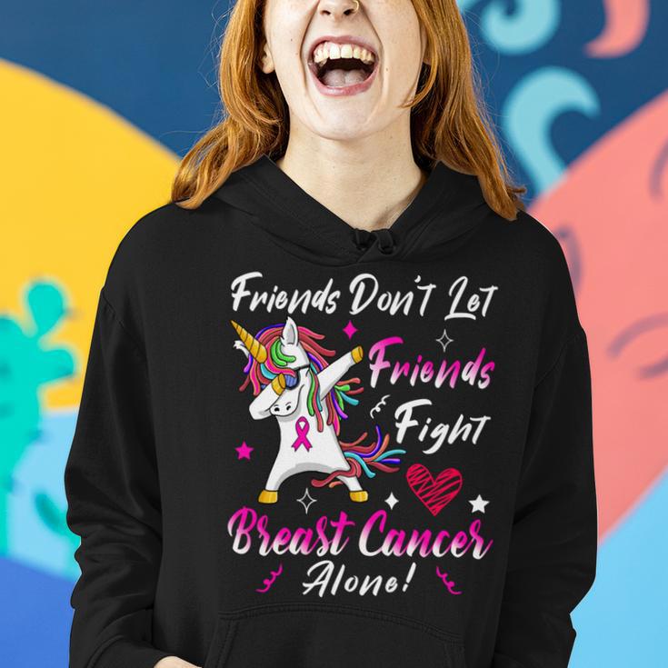 Friends Dont Let Friends Fight Breast Cancer Alone Pink Ribbon Unicorn Breast Cancer Support Breast Cancer Awareness Women Hoodie Gifts for Her