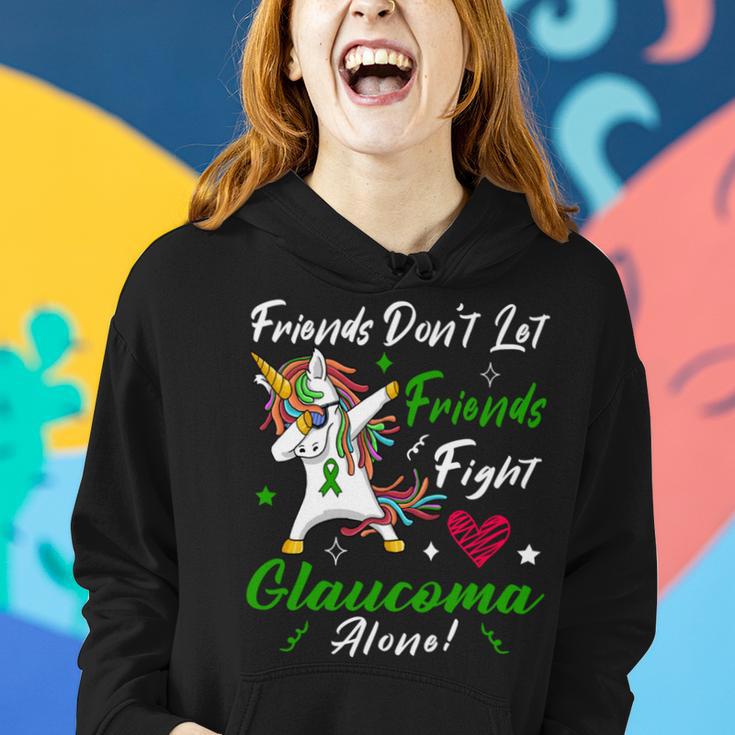 Friends Dont Let Friends Fight Glaucoma Alone Unicorn Green Ribbon Glaucoma Glaucoma Awareness Women Hoodie Gifts for Her