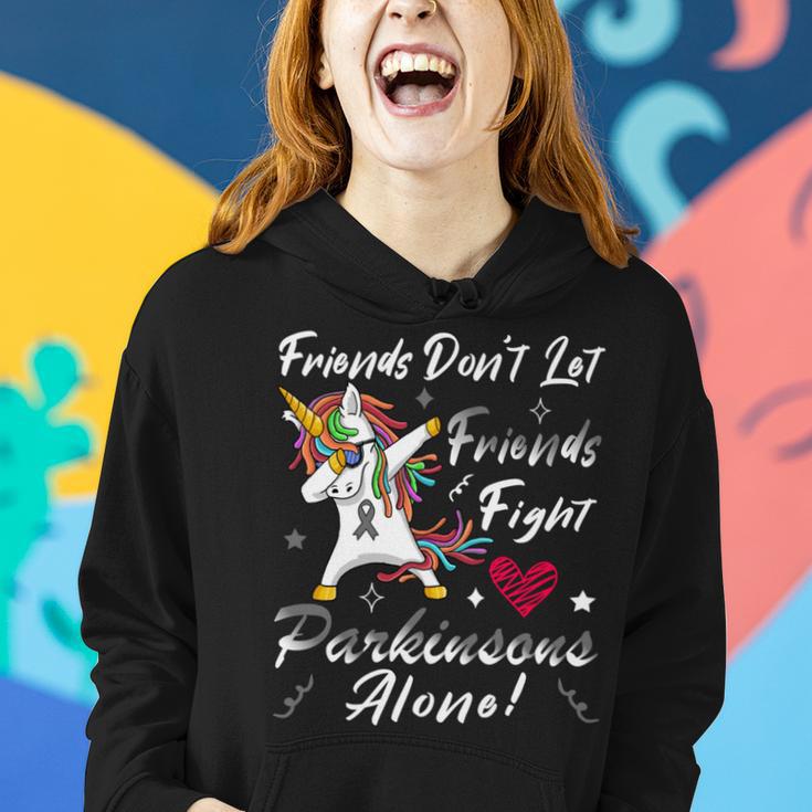 Friends Dont Let Friends Fight Parkinsons Alone Grey Ribbon Parkinsons Parkinsons Awareness Women Hoodie Gifts for Her