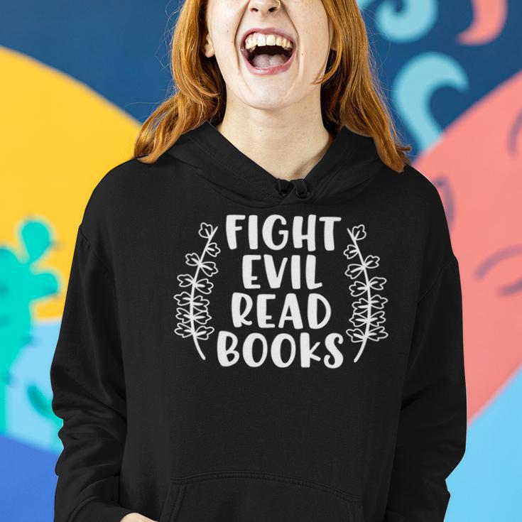 Funny Fight Evil Read Books Women Hoodie Gifts for Her