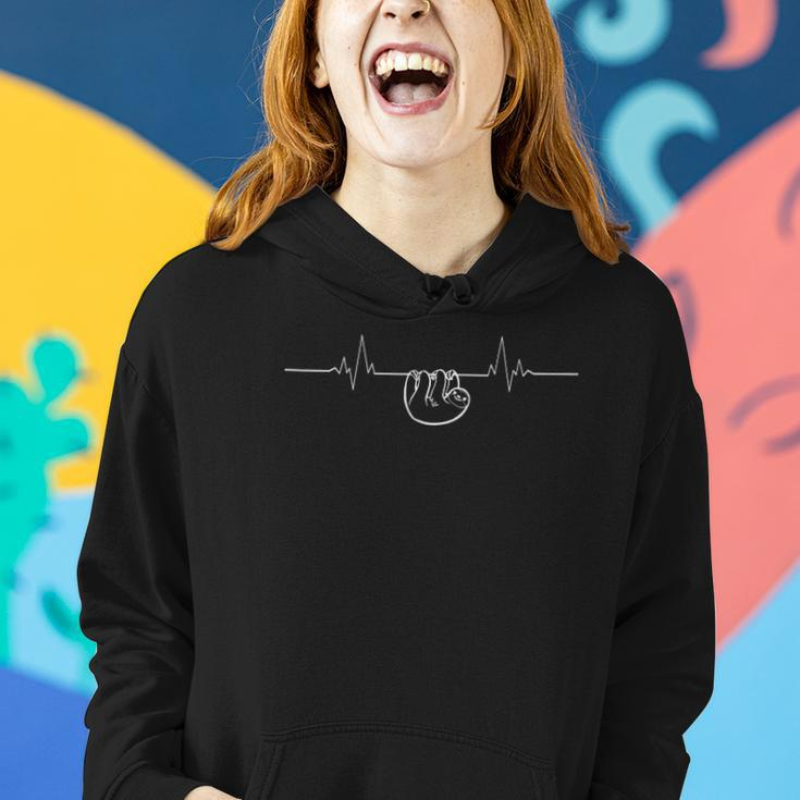 Funny Sloth Heartbeat Lazy Outfit Procrastinator Graphic Women Hoodie Gifts for Her