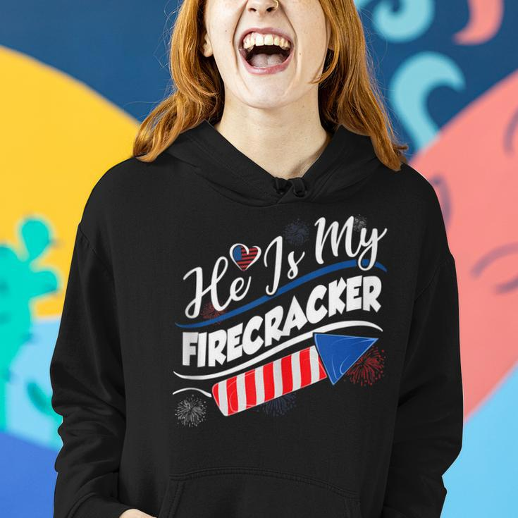 He Is My Firecracker 4Th Of July Funny Matching Couples Women Hoodie Gifts for Her