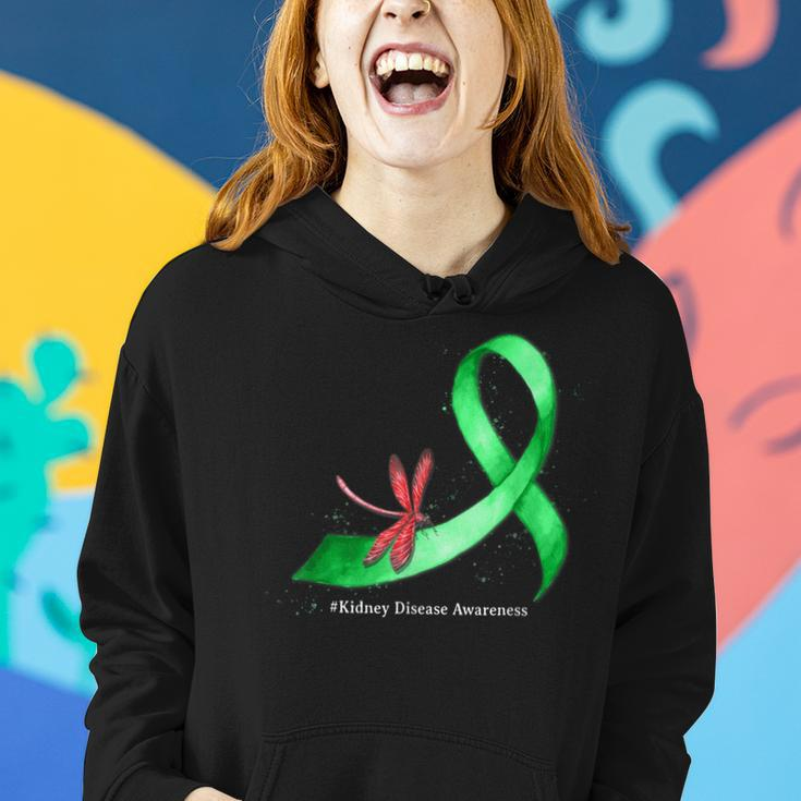 Hippie Dragonfly Green Ribbon Kidney Disease Awareness Women Hoodie Gifts for Her
