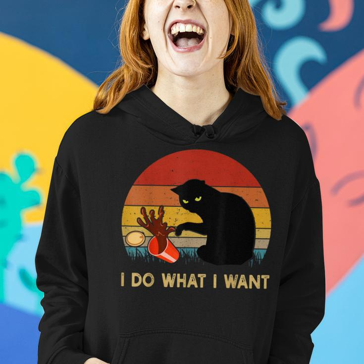 I Do What I Want Funny Black Cat Gifts For Women Men Vintage Women Hoodie Gifts for Her