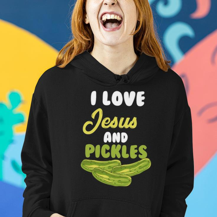 I Love Jesus & Pickles Religious Vegetarian Pickle Lover Women Hoodie Gifts for Her