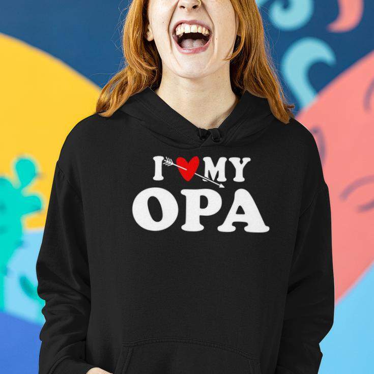 I Love My Opa With Heart Wear For Grandson Granddaughter Women Hoodie Gifts for Her