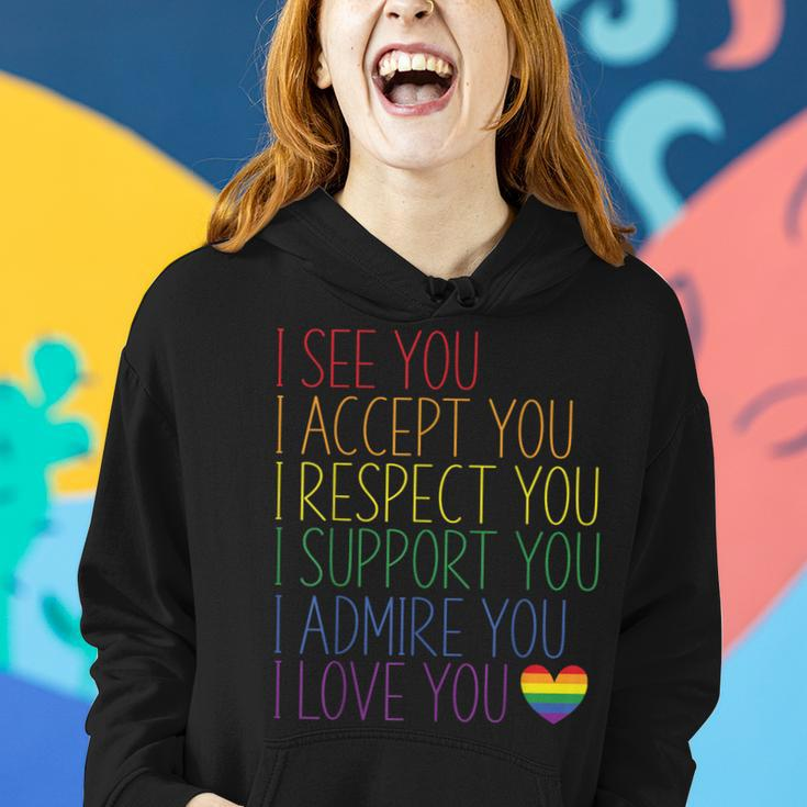 I See Accept Respect Support Admire Love You Lgbtq V2 Women Hoodie Gifts for Her