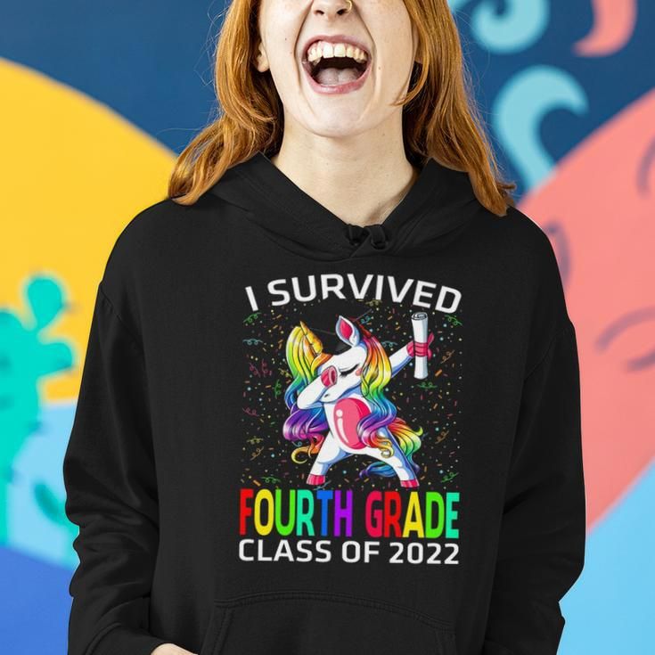 I Survived Fourth Grade Class Of 2022 Graduate Unicorn Women Hoodie Gifts for Her