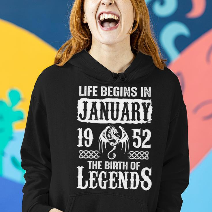 January 1952 Birthday Life Begins In January 1952 Women Hoodie Gifts for Her