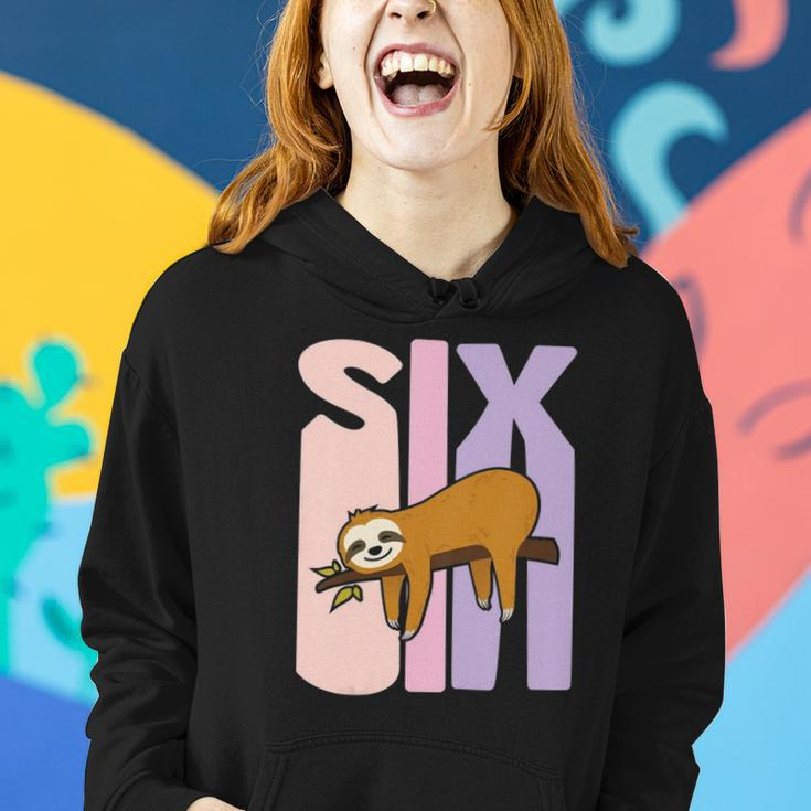 Kids 6 Years Old Cute Sloth Birthday Girl 6Th B-Day Women Hoodie Gifts for Her