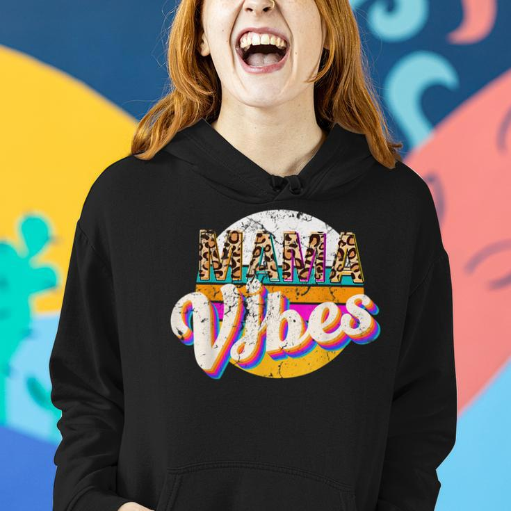 Mama Vibes Leopard Distressed Retro Sunset Summer Vibes Women Hoodie Gifts for Her