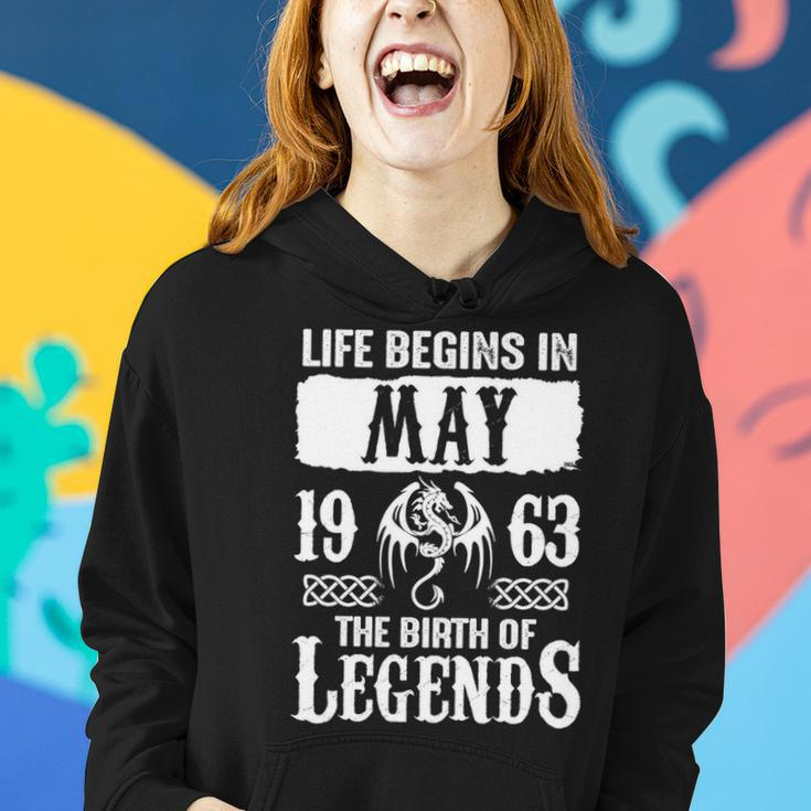 May 1963 Birthday Life Begins In May 1963 Women Hoodie Gifts for Her