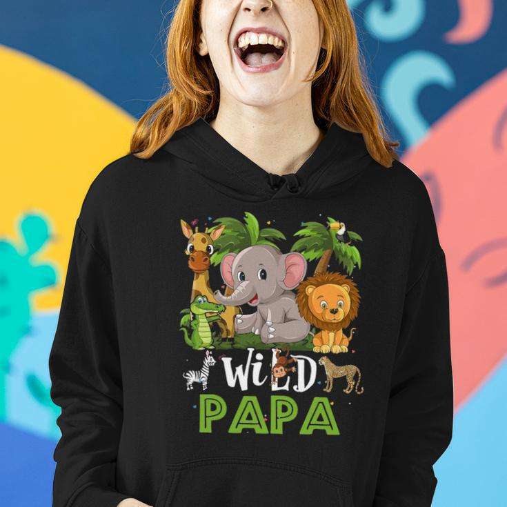 Papa Of The Wild Zoo Birthday Safari Jungle Animal Funny Women Hoodie Gifts for Her