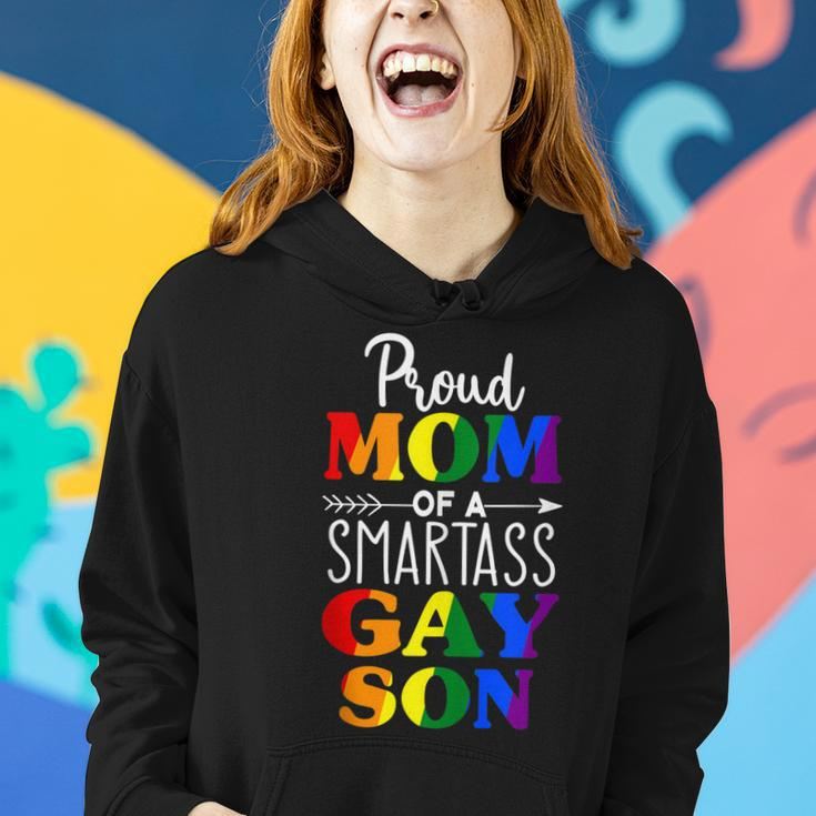 Proud Mom Of A Smartass Gay Son Funny Lgbt Ally Mothers Day Women Hoodie Gifts for Her