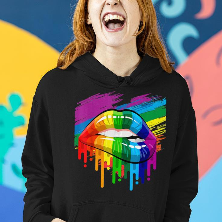 Rainbow Lips Lgbt Pride Month Rainbow Flag Women Hoodie Gifts for Her