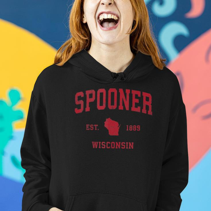 Spooner Wisconsin Wi Vintage Sports Design Red Print Women Hoodie Gifts for Her