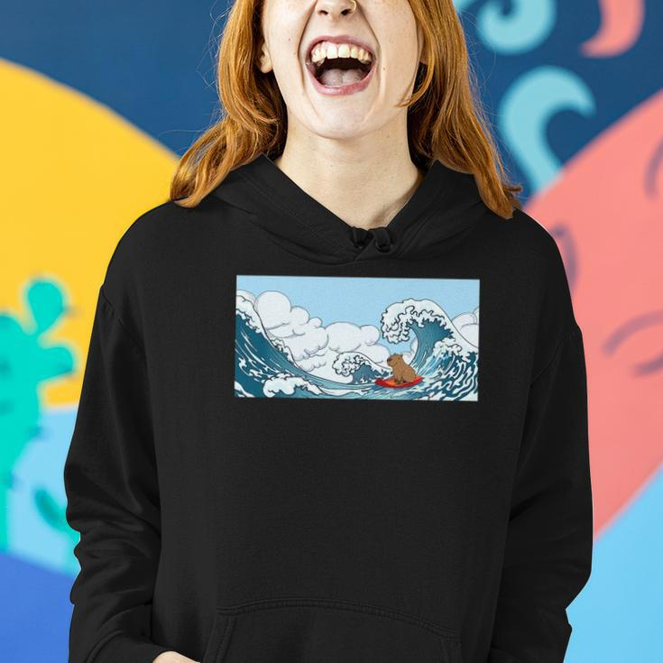 The Capybara On Great Wave Women Hoodie Gifts for Her