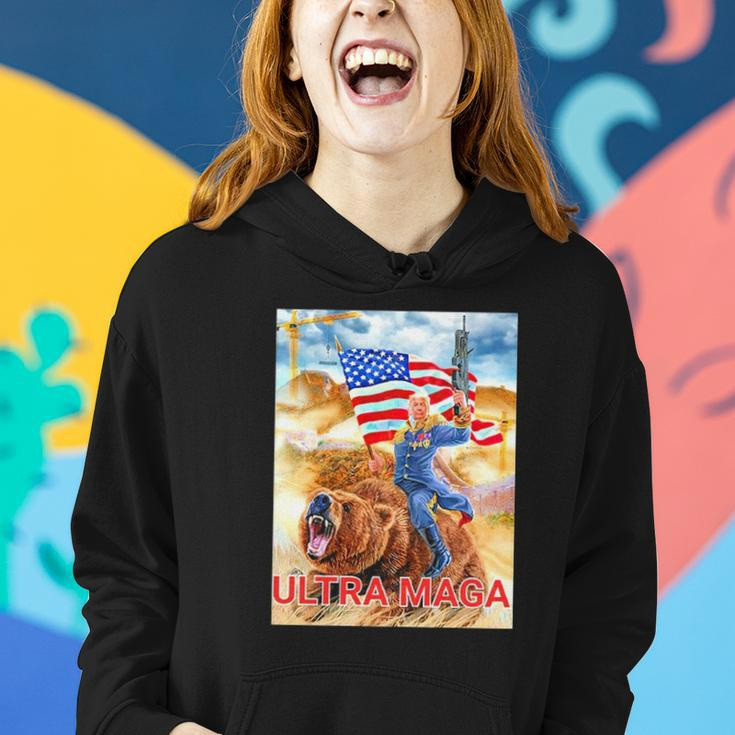 Trump Ultra Maga The Great Maga King Trump Riding Bear Women Hoodie Gifts for Her