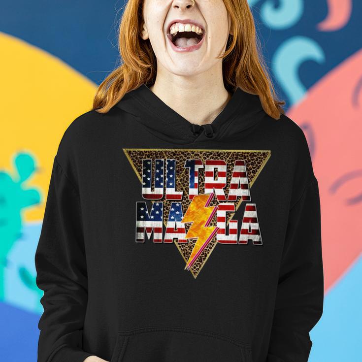 Ultra Maga Distressed Lightning Leopard Proud Ultramaga Gift Women Hoodie Gifts for Her