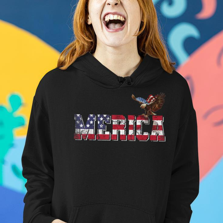 Usa Us American Flag Patriotic 4Th Of July Bald Eagle Merica Women Hoodie Gifts for Her