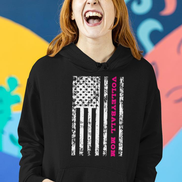 Volleyball Mom American Flag Women Hoodie Gifts for Her