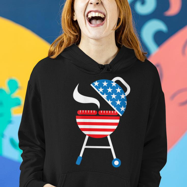 Womens America Barbeque 4Th Of July Usa Flag Merica Dad Gift Women Hoodie Gifts for Her