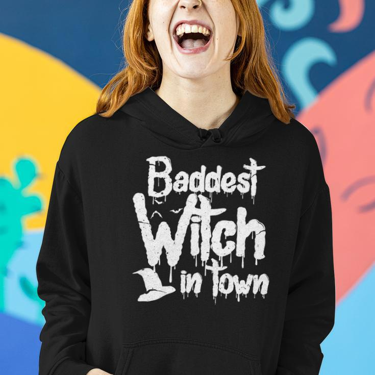 Womens Baddest Witch In Town Funny Halloween Witches Women Hoodie Gifts for Her