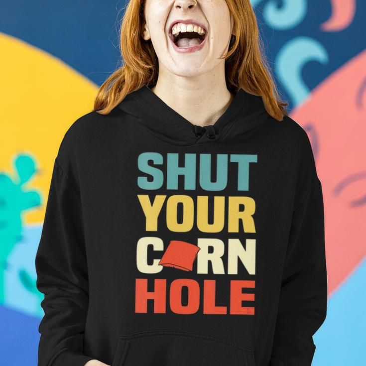 Womens Funny Shut Your Cornhole Lovers Gift Women Hoodie Gifts for Her