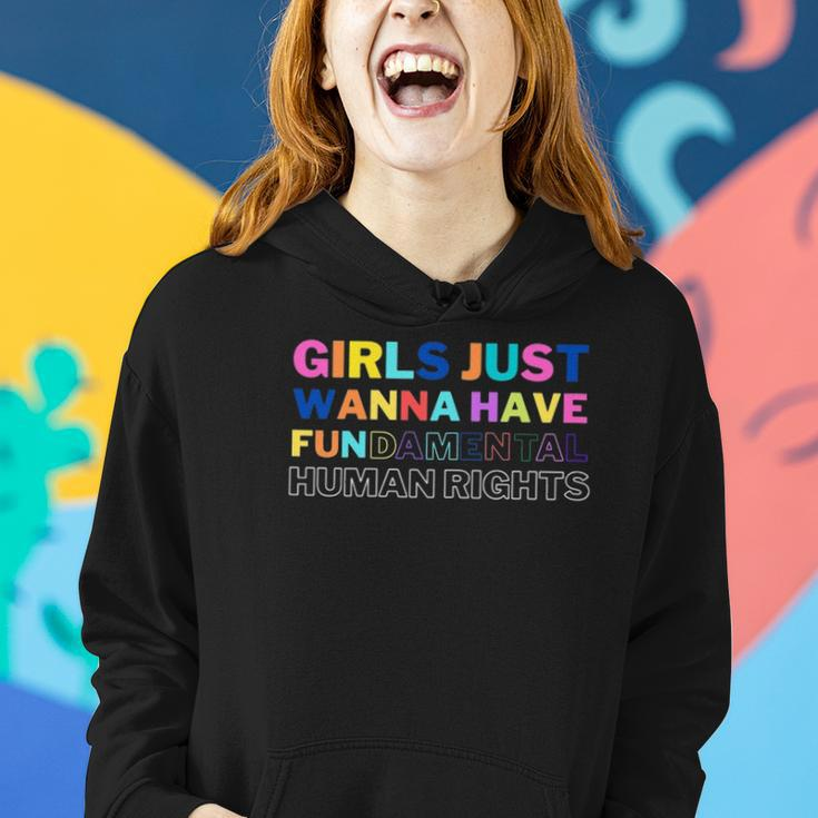 Womens Girls Just Want To Have Fundamental Human Rights Feminist Women Hoodie Gifts for Her