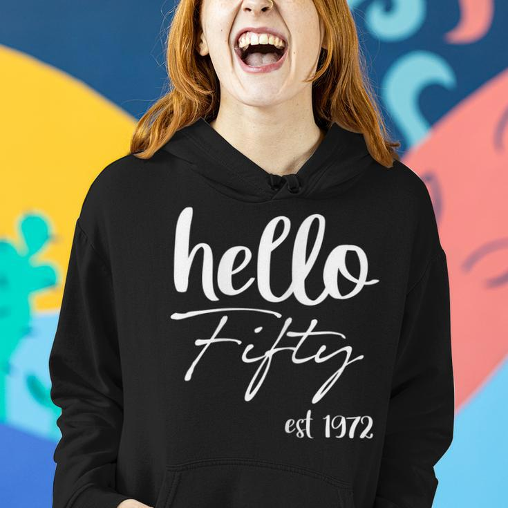Womens Hello 50 Fifty Est 1972 - 50Th Birthday 50 Years Old Women Hoodie Gifts for Her