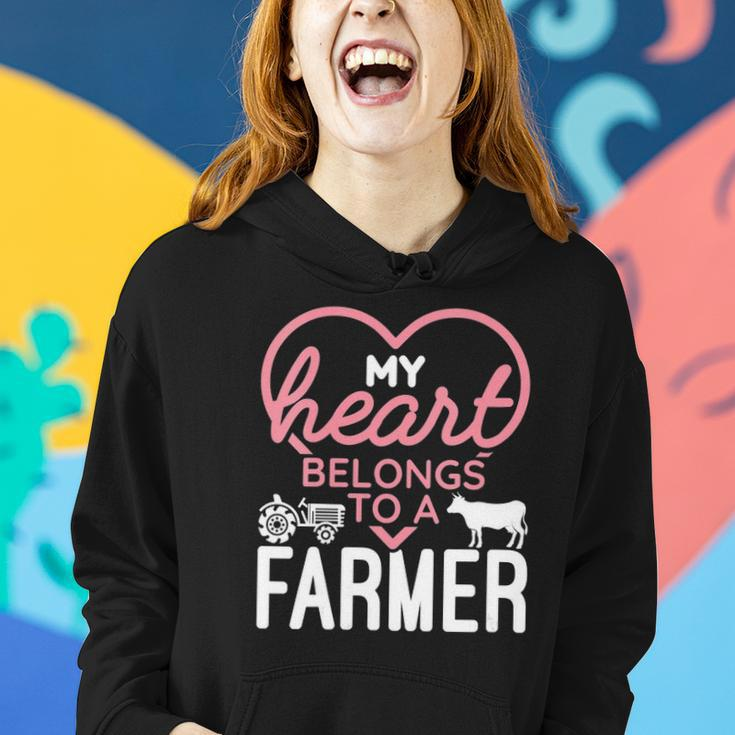 Womens My Heart Belongs To A Farmer Romantic Farm Wife Girlfriend Women Hoodie Gifts for Her